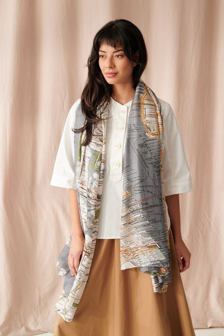 New York City Grey Map Scarf