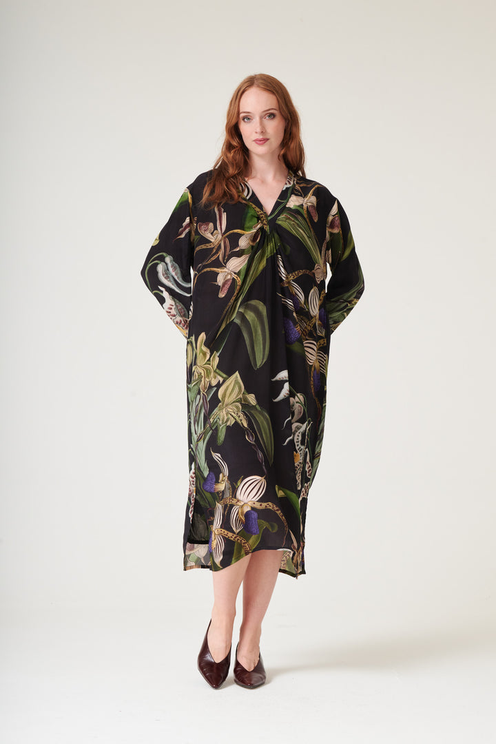 Orchid Black Midi Dress