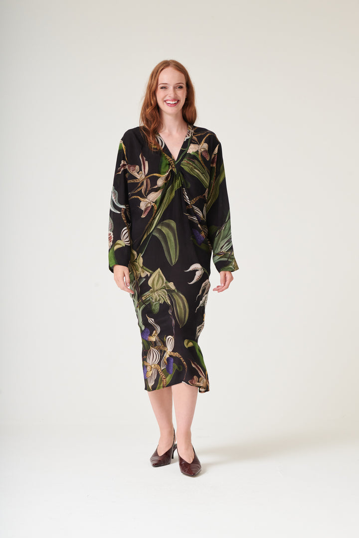 Orchid Black Midi Dress