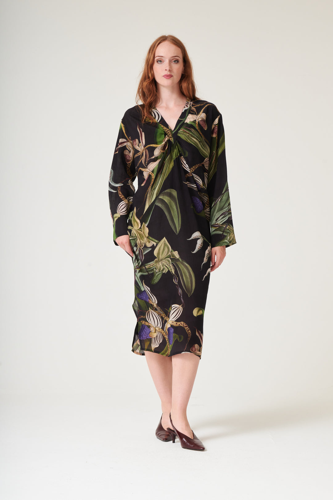 Orchid Black Midi Dress