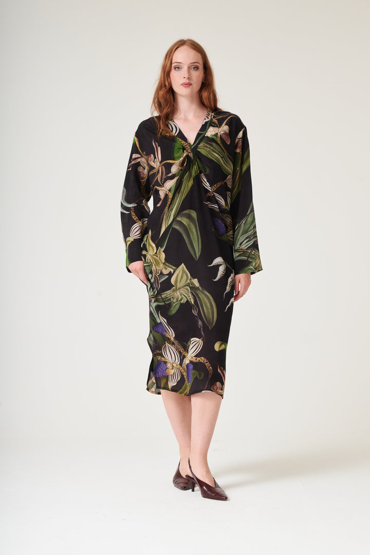 Orchid Black Midi Dress
