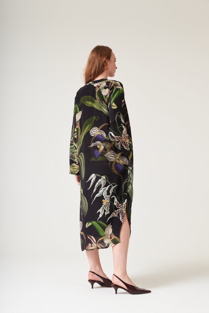 Orchid Black Midi Dress