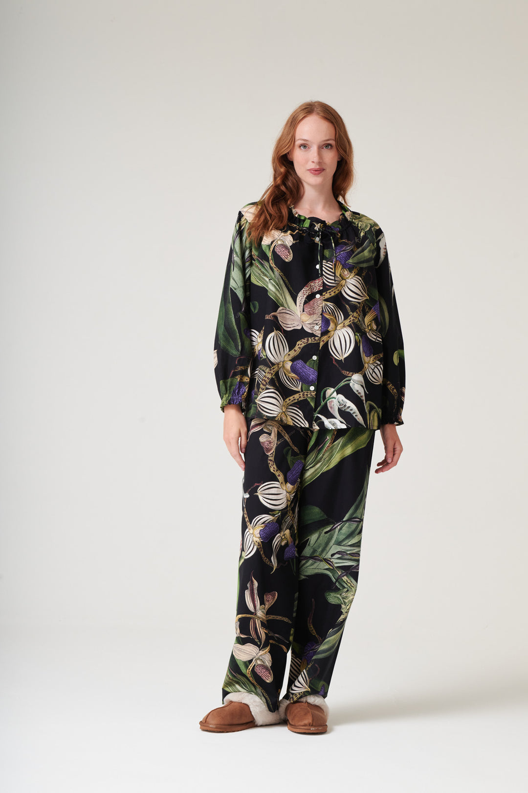 Orchid Black Poplin Pyjama Set