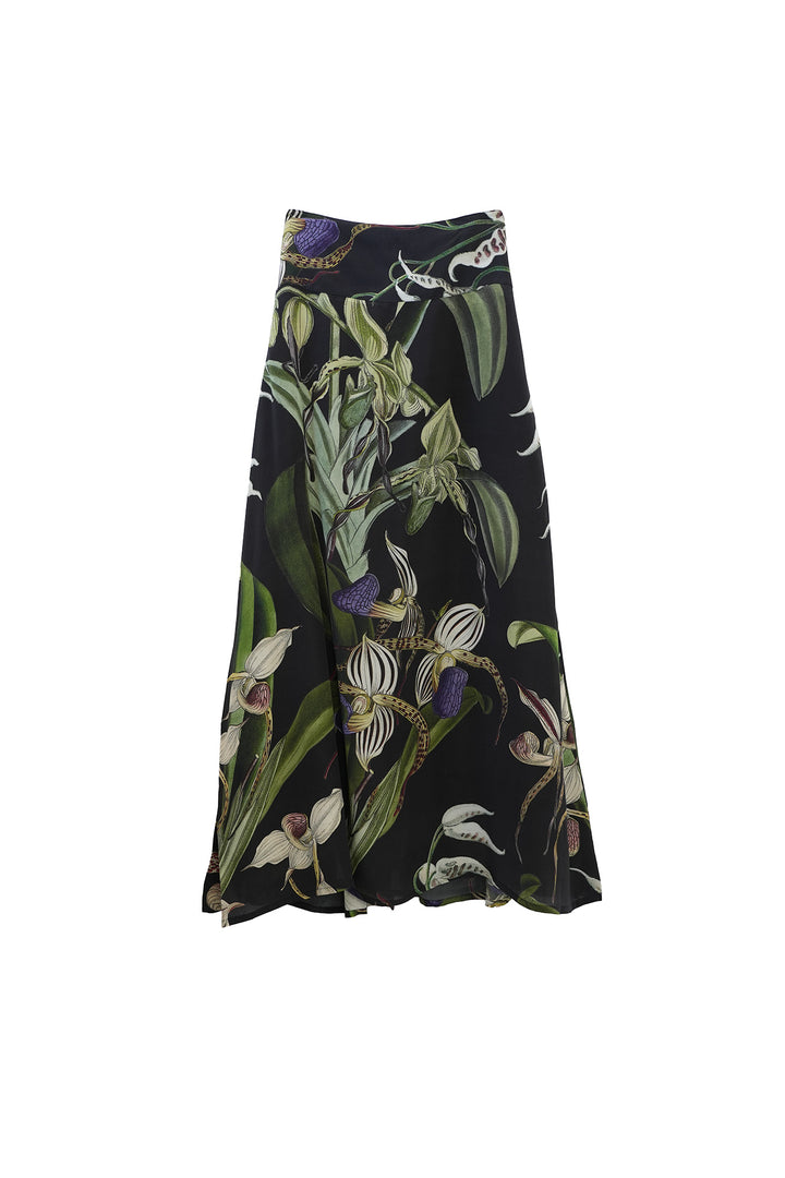 Orchid Black A-line Maxi Skirt