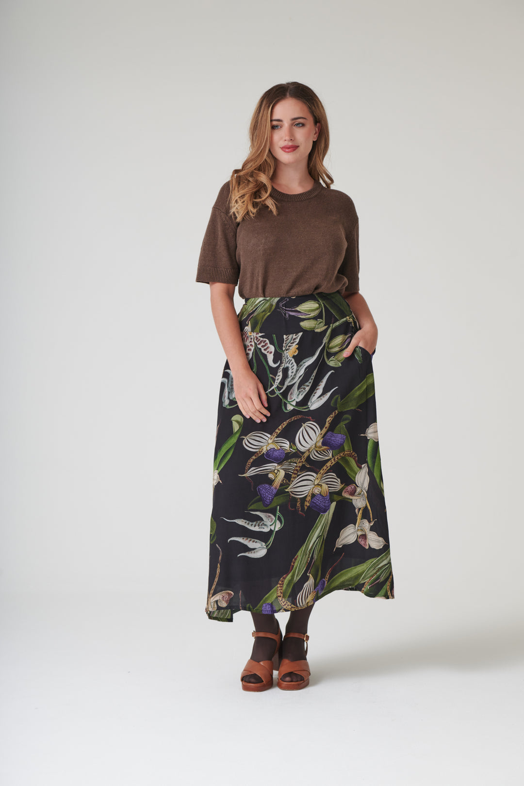 Orchid Black A-line Maxi Skirt