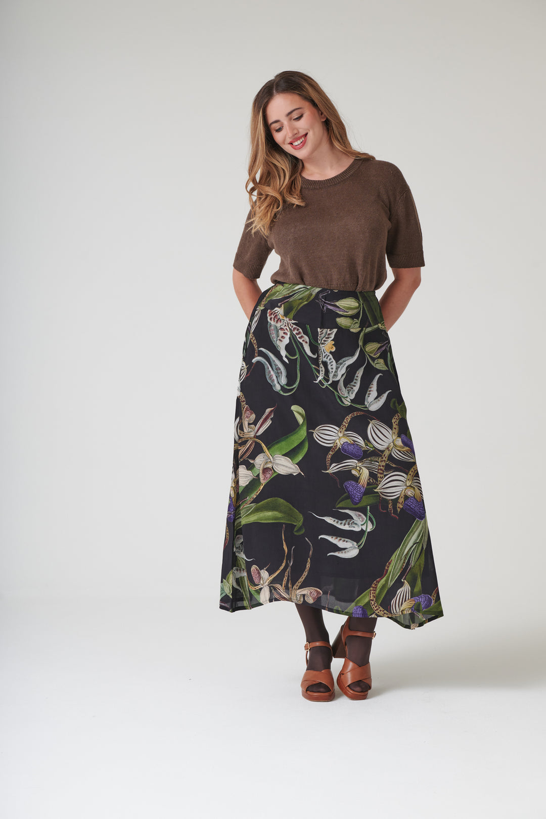 Orchid Black A-line Maxi Skirt