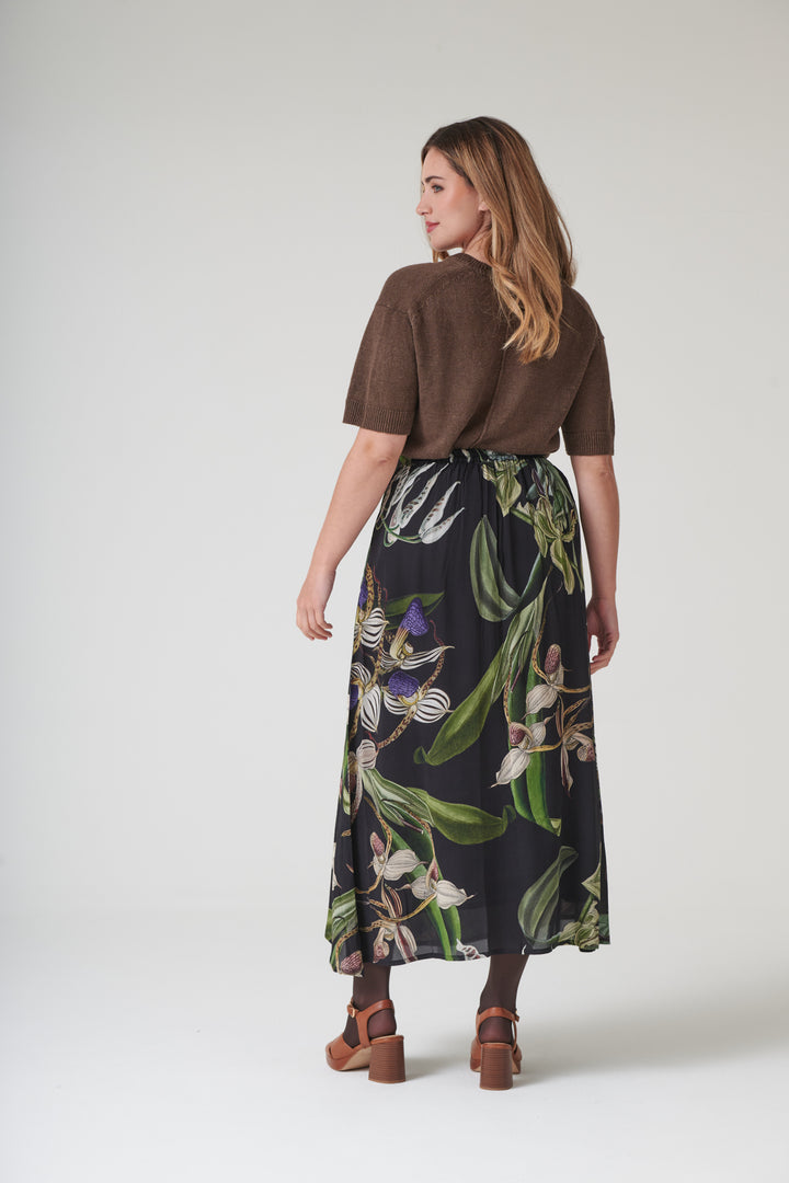 Orchid Black A-line Maxi Skirt