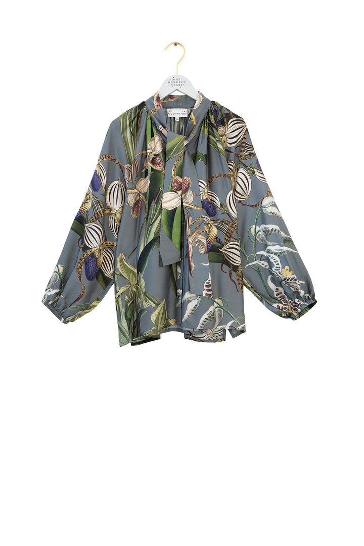 Orchid Grey Pussybow Blouse