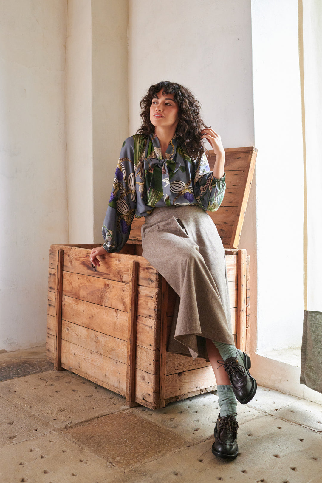 Orchid Grey Pussybow Blouse