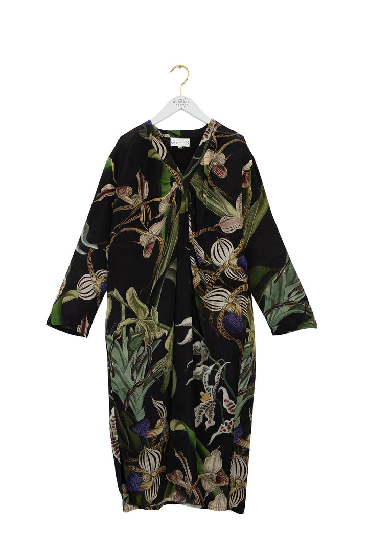 Orchid Black Midi Dress