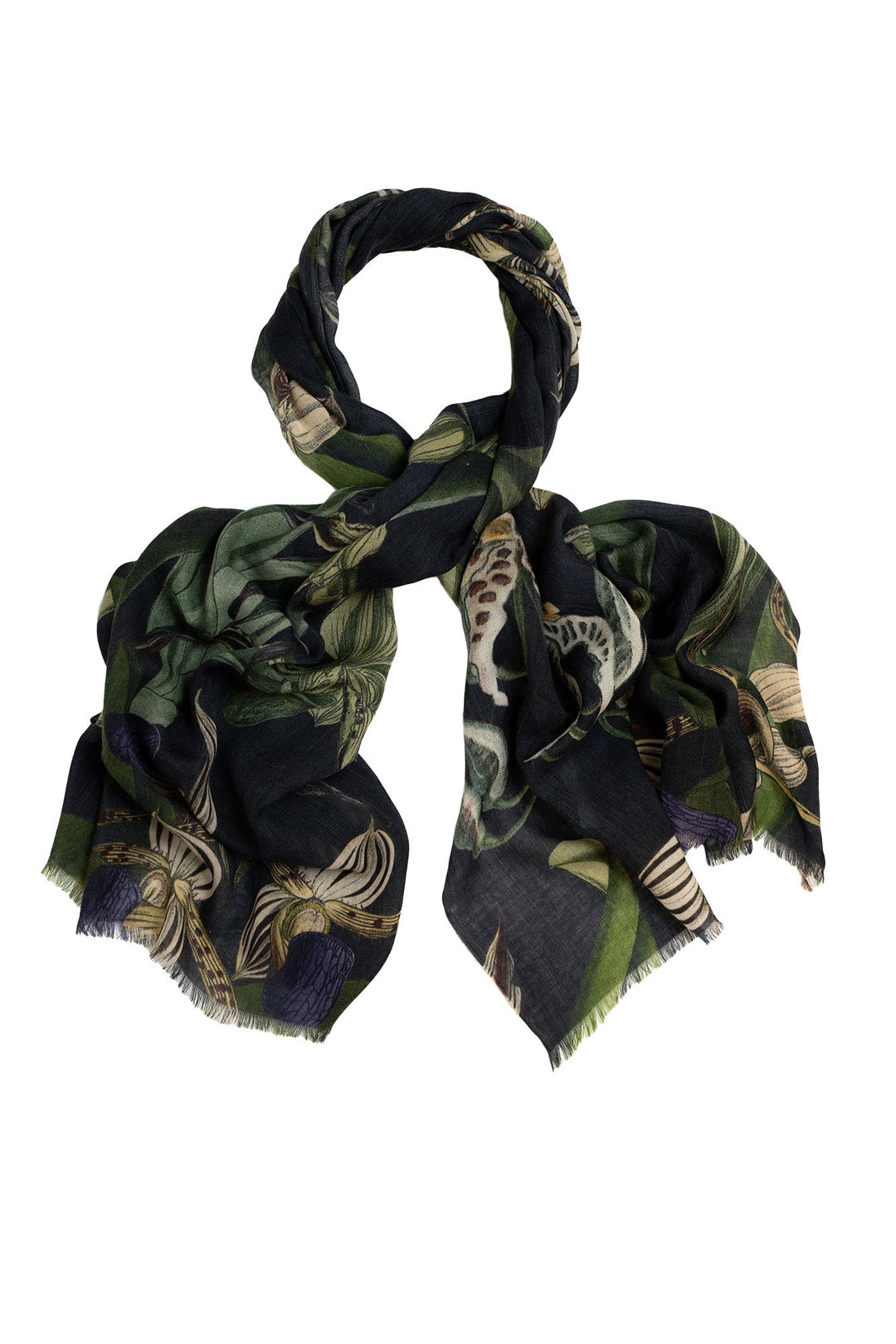 Orchid Black Wool Scarf