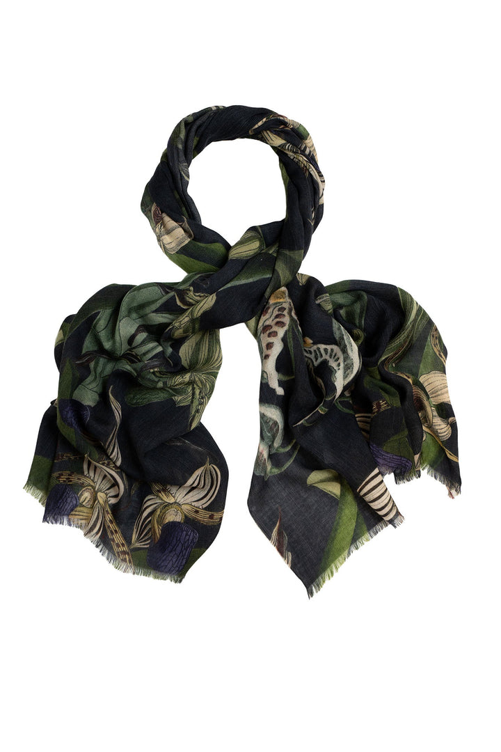 Orchid Black Wool Scarf