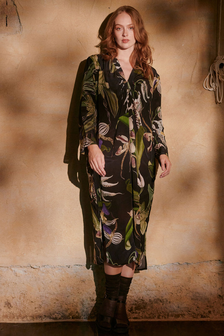 Orchid Black Midi Dress