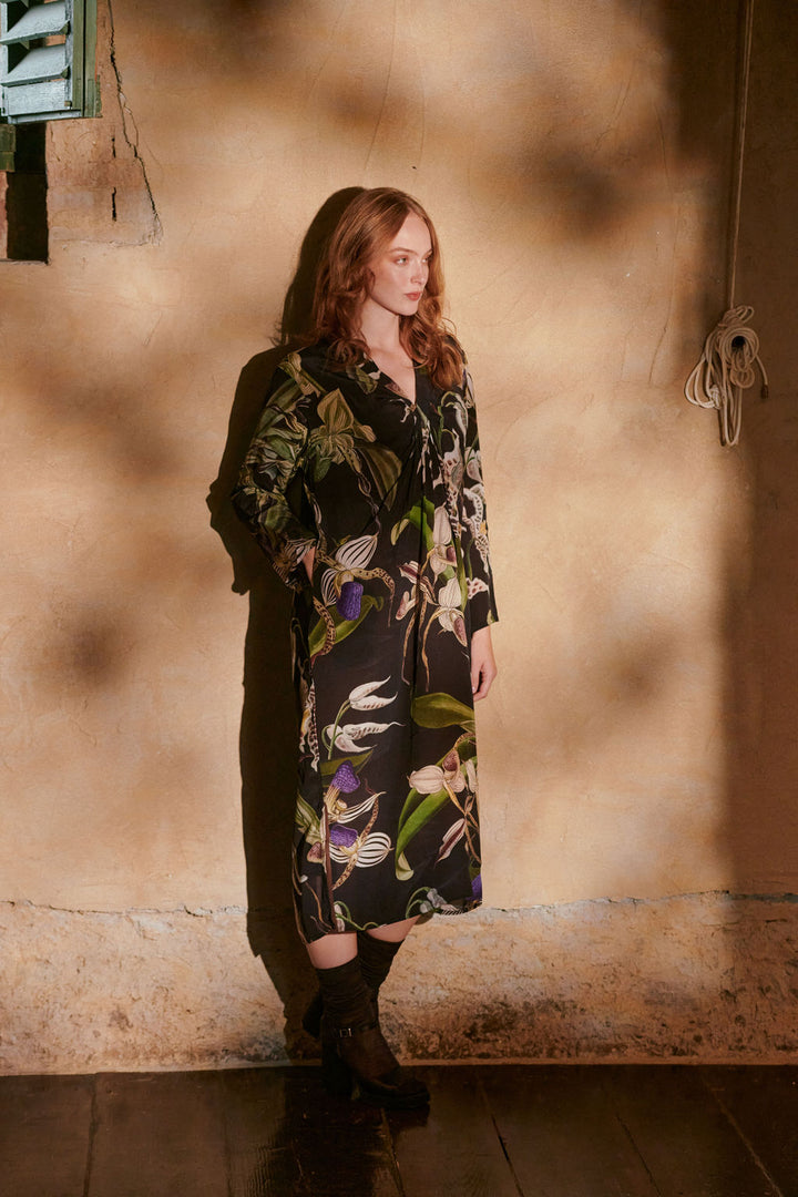 Orchid Black Midi Dress