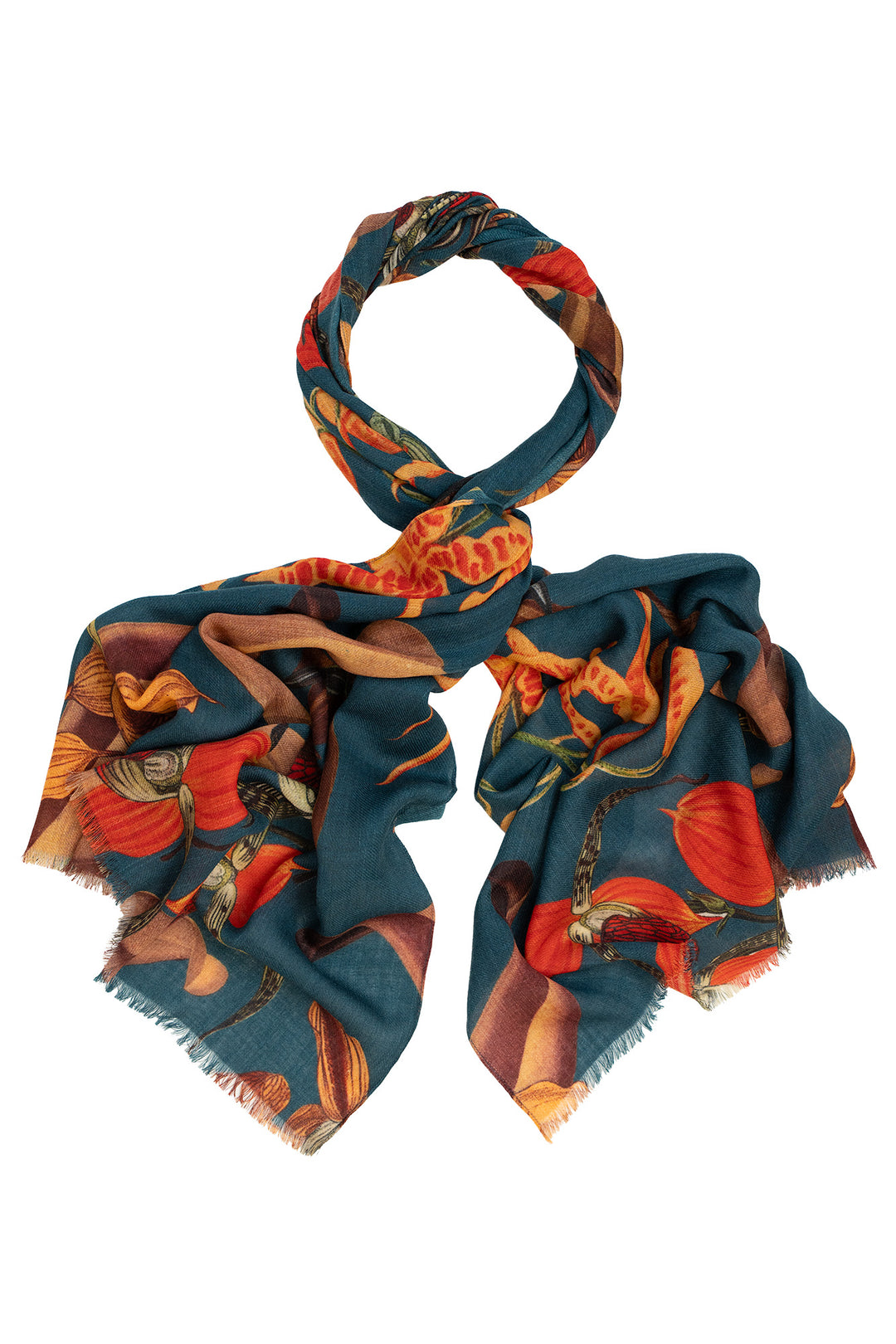 Orchid Teal Wool Scarf
