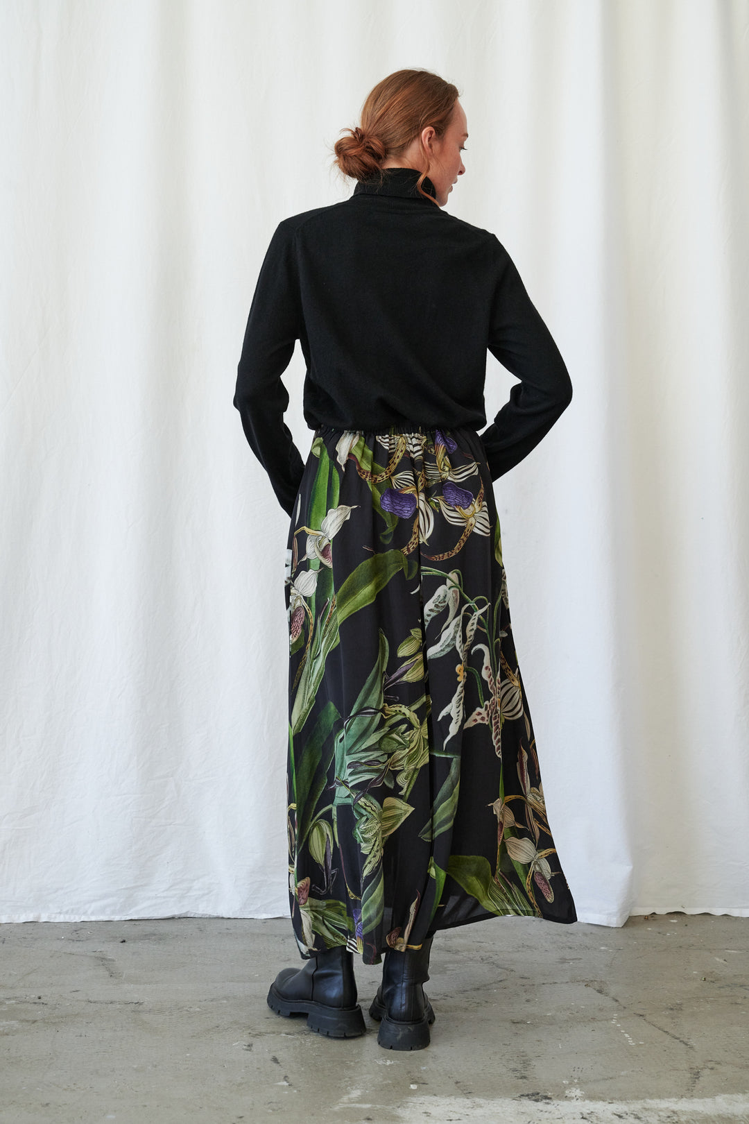 Orchid Black A-line Maxi Skirt