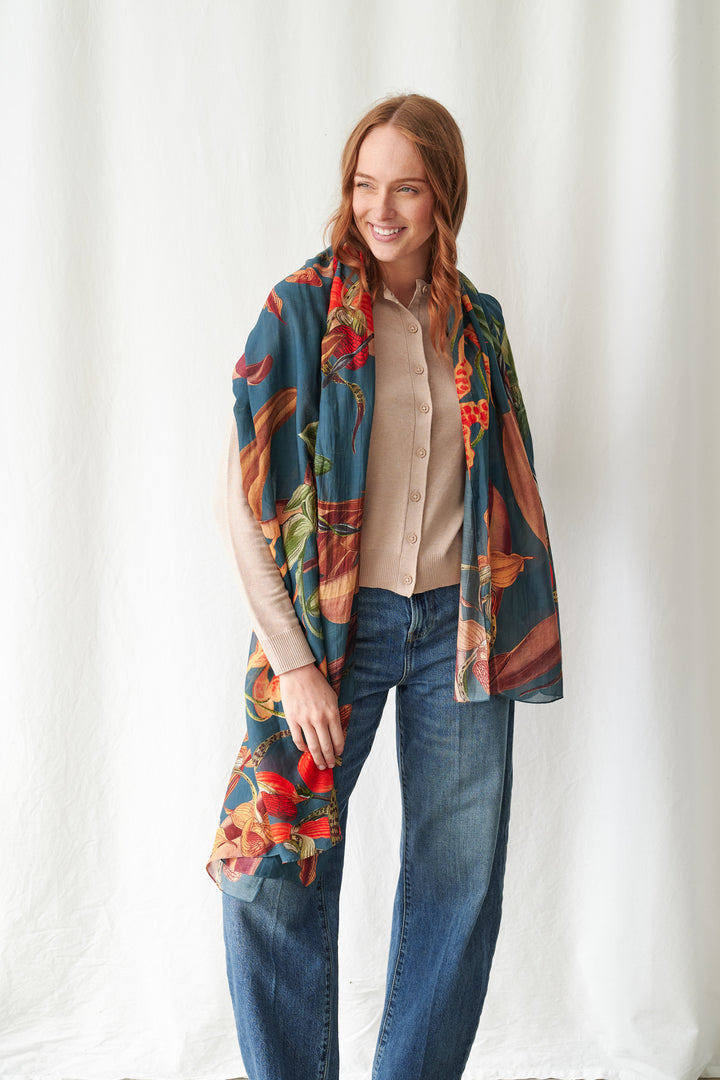 Orchid Teal Scarf