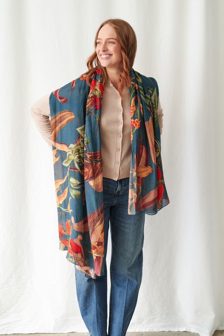 Orchid Teal Scarf