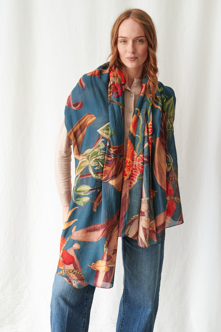 Orchid Teal Scarf