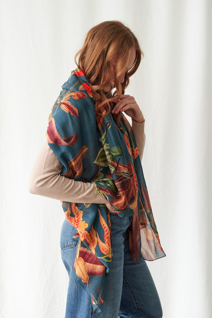Orchid Teal Scarf
