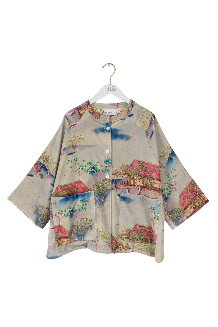 Oriental Landscape Grey Velvet Jacket