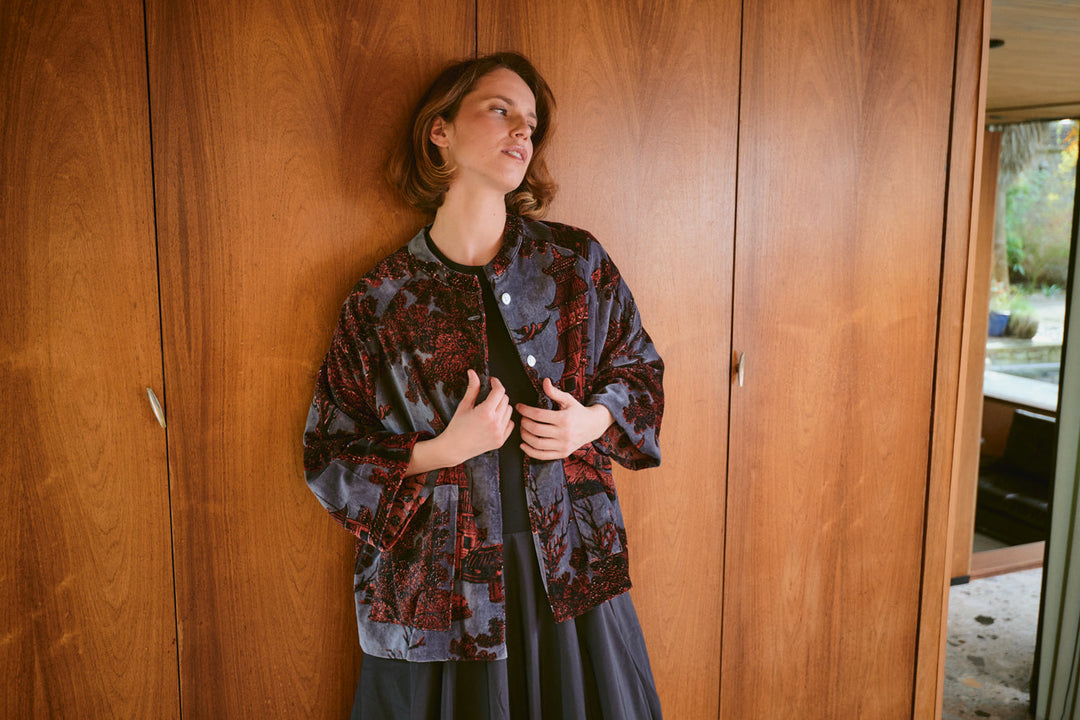 Pagoda Pewter Velvet Jacket