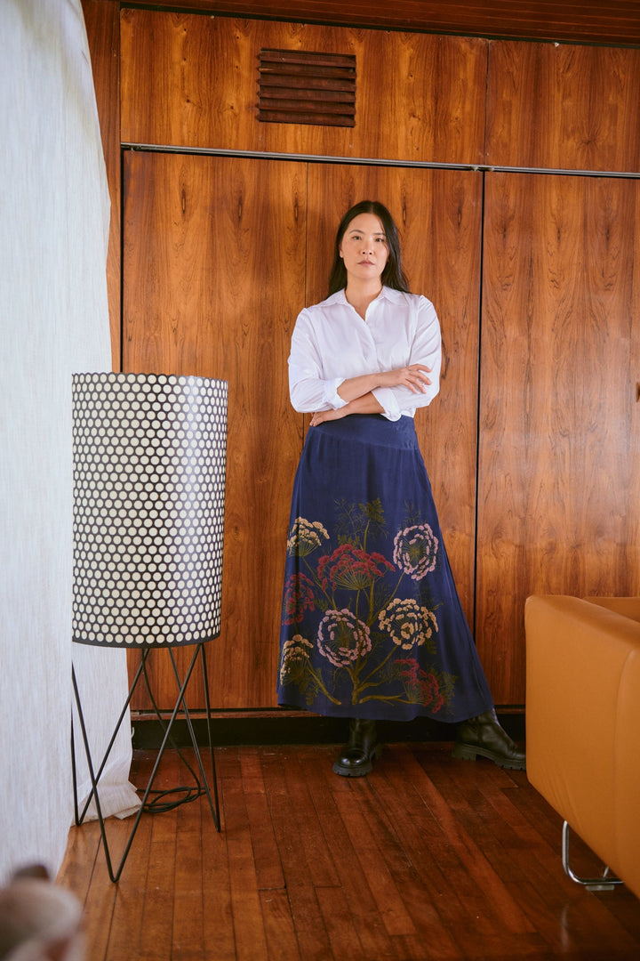 Parsley Seed Navy A-line Maxi Skirt