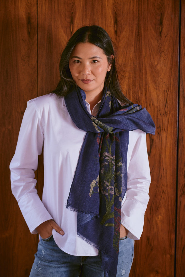 Parsley Seed Navy Wool Scarf