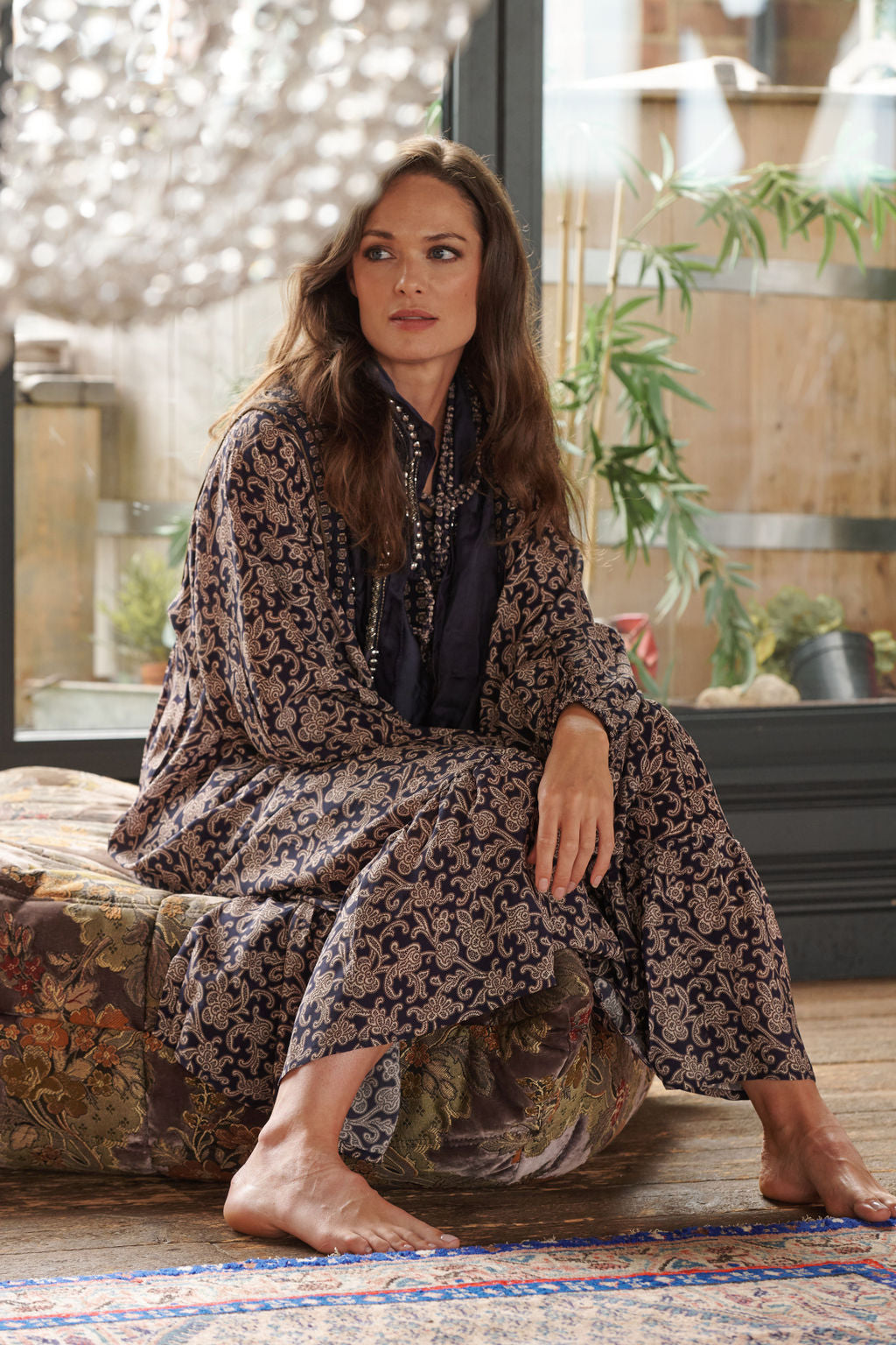 Floral Paisley Blue Boho Dress