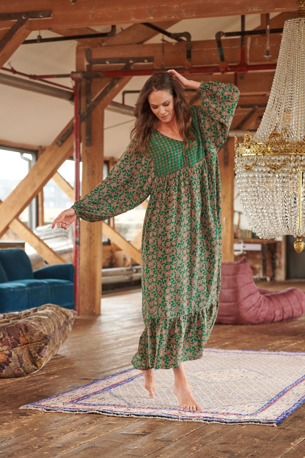 Floral Paisley Green Boho Dress - One Hundred Stars