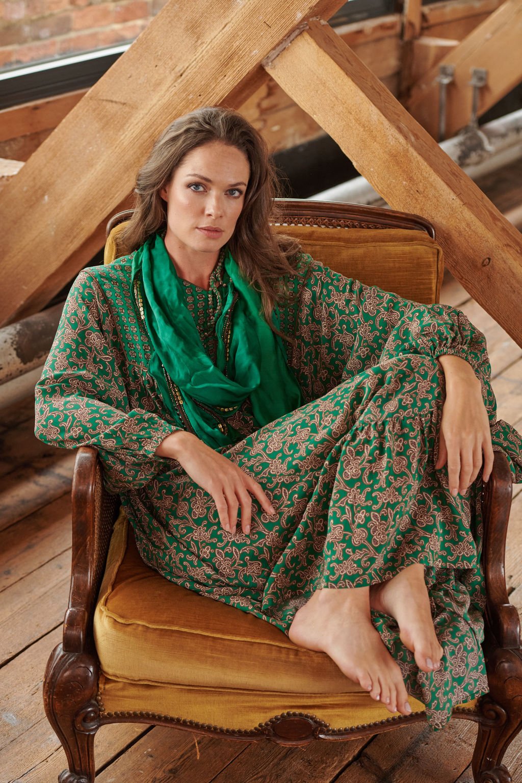 Floral Paisley Green Boho Dress - One Hundred Stars