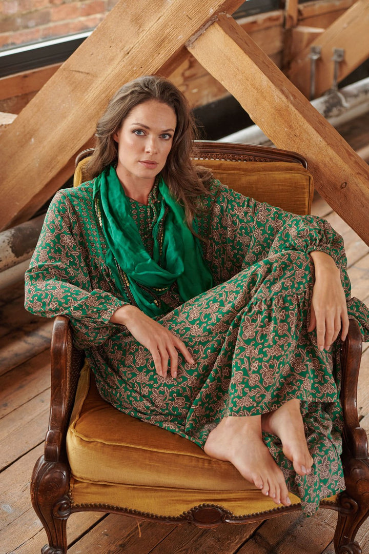 Floral Paisley Green Boho Dress - One Hundred Stars