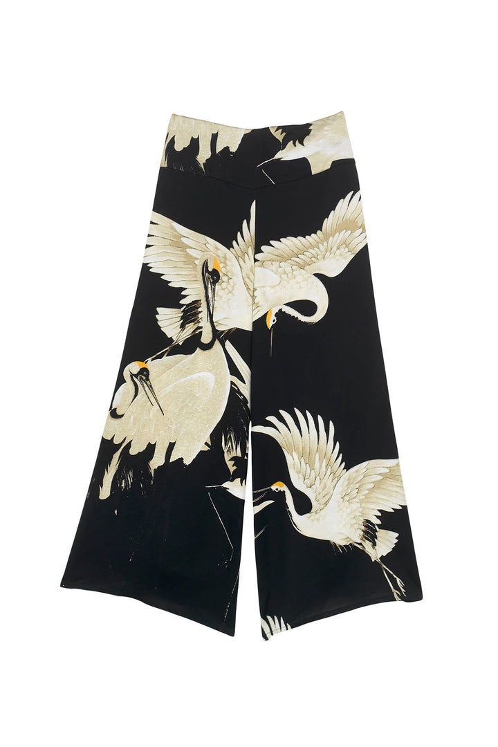 Stork Black Satin Palazzo Pant