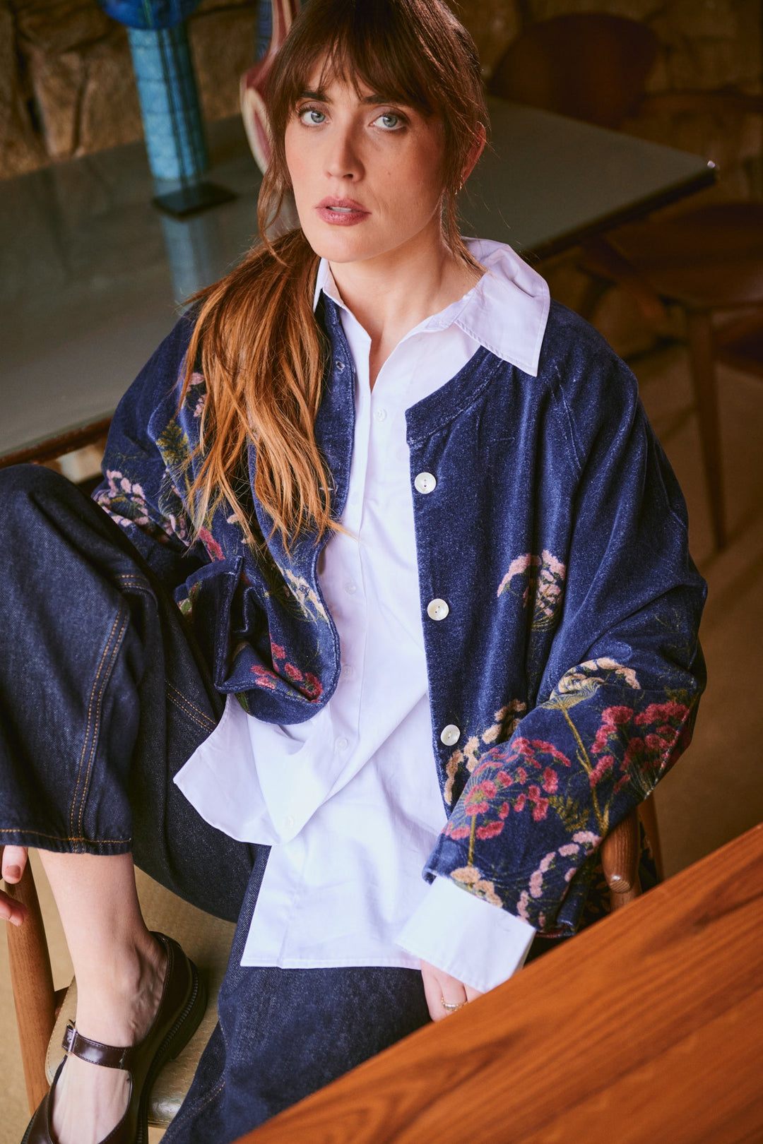 Parsley Seed Navy Velvet Jacket