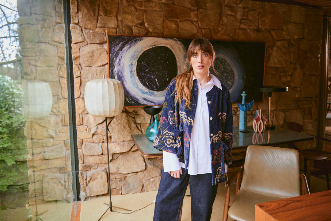Parsley Seed Navy Velvet Jacket