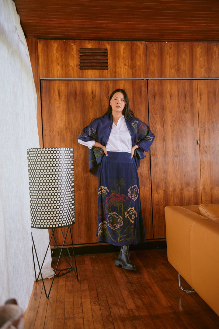 Parsley Seed Navy A-line Maxi Skirt
