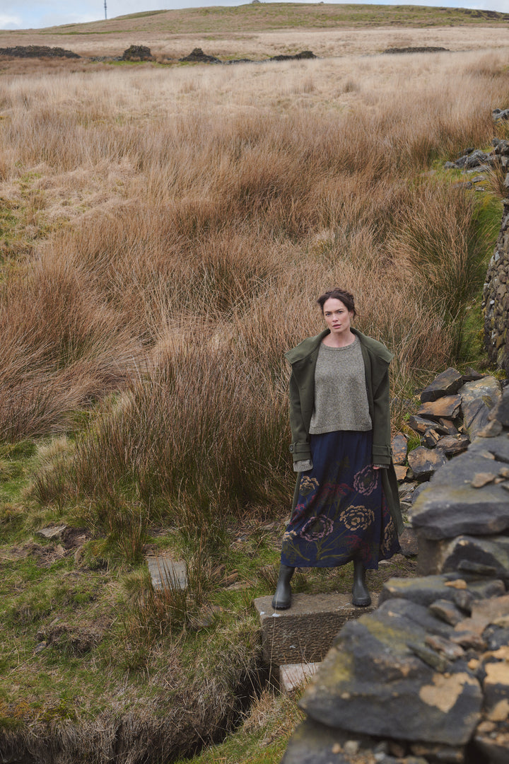 Parsley Seed Navy A-line Maxi Skirt