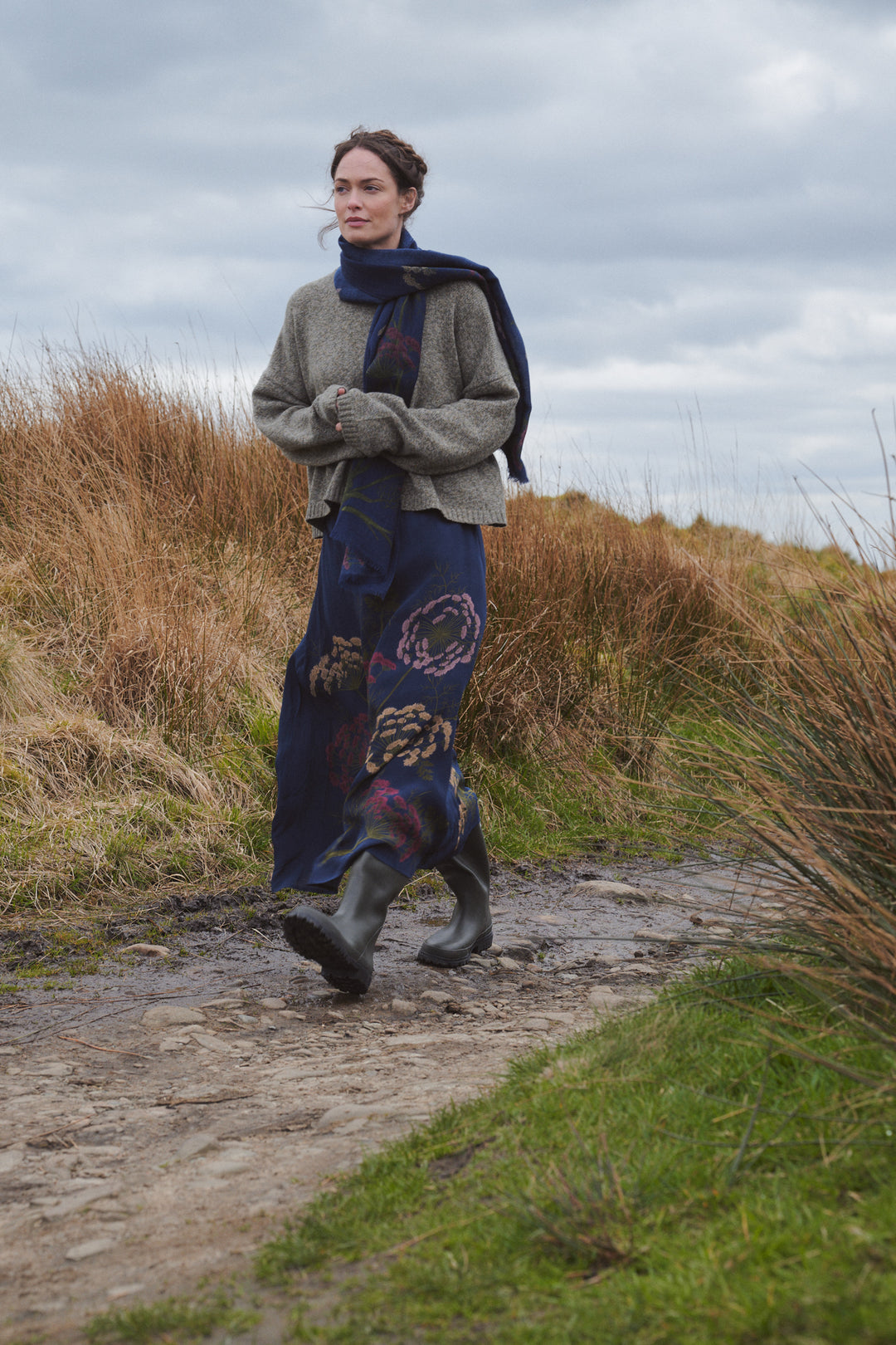 Parsley Seed Navy A-line Maxi Skirt