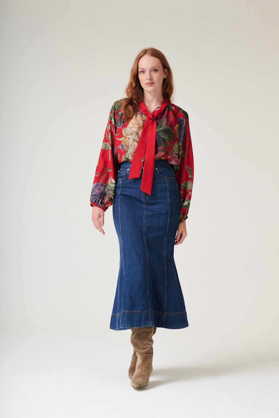 Primula Berry Pussy Bow Blouse