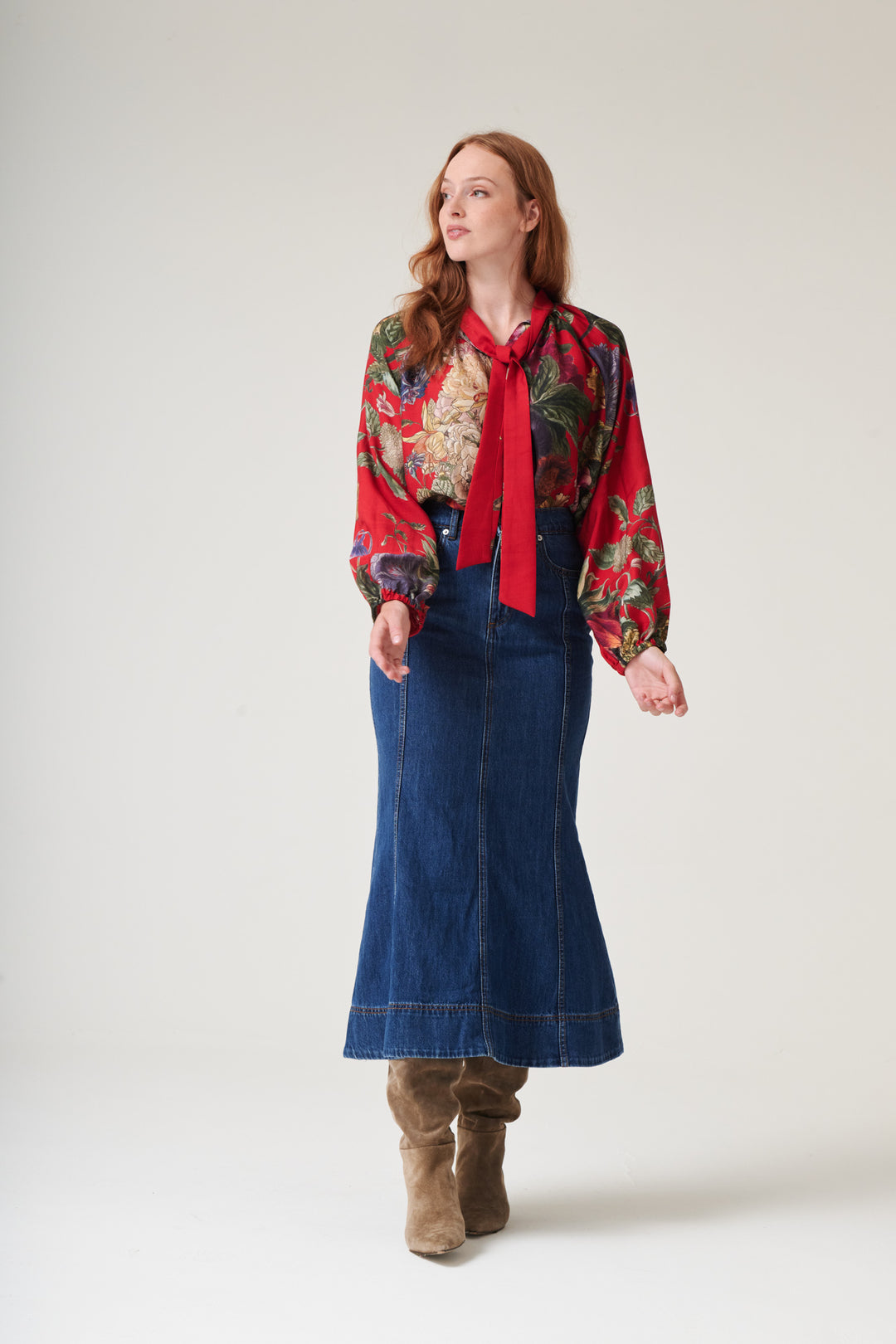 Primula Berry Pussy Bow Blouse