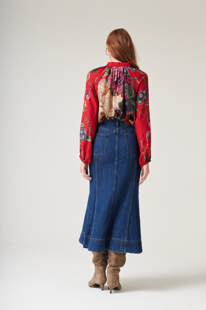 Primula Berry Pussy Bow Blouse