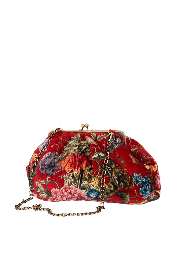 Primula Berry Quilted Velvet Kiss Lock Bag