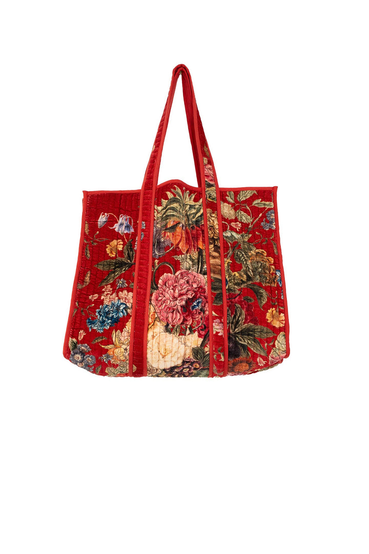 Primula Berry Large Velvet Tote Bag