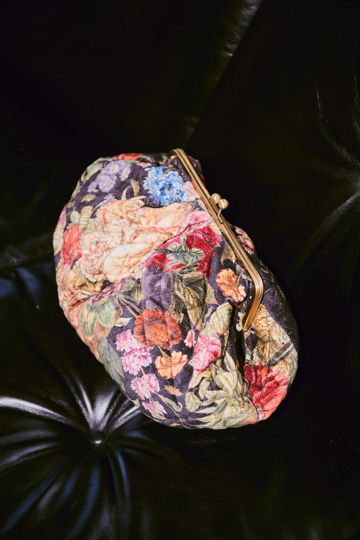 Primula Black Quilted Velvet Kiss Lock Bag