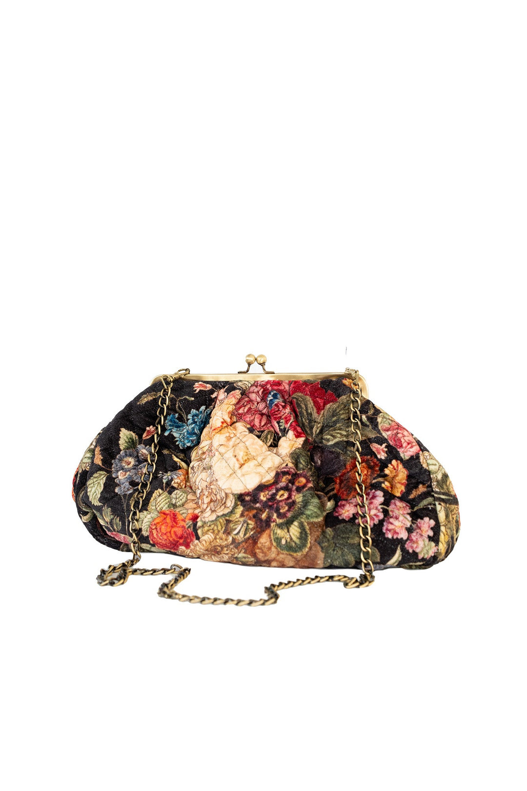 Primula Black Quilted Velvet Kiss Lock Bag