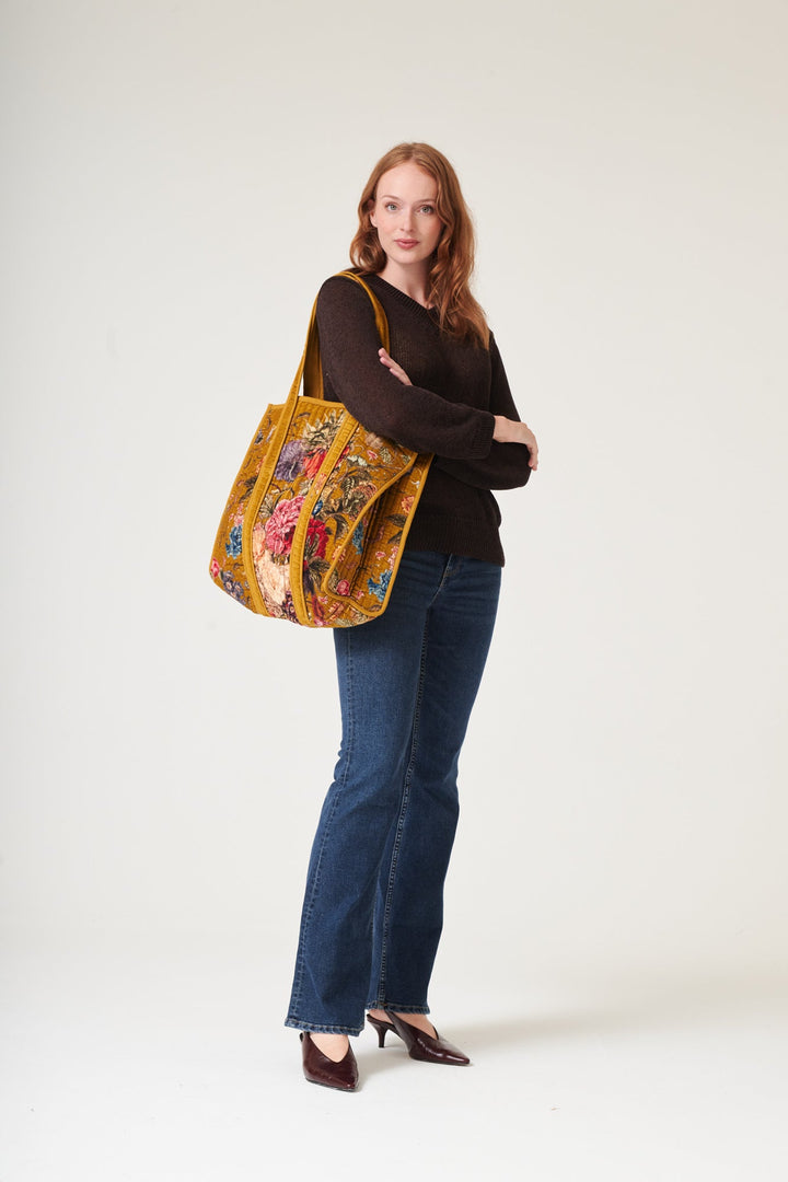 Primula Gold Large Velvet Tote Bag