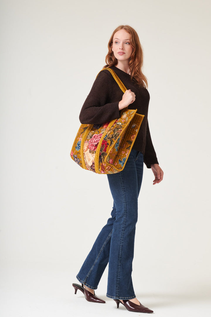 Primula Gold Large Velvet Tote Bag