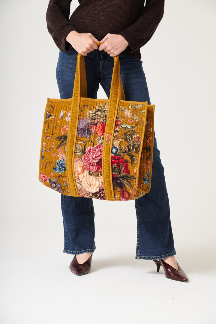Primula Gold Large Velvet Tote Bag