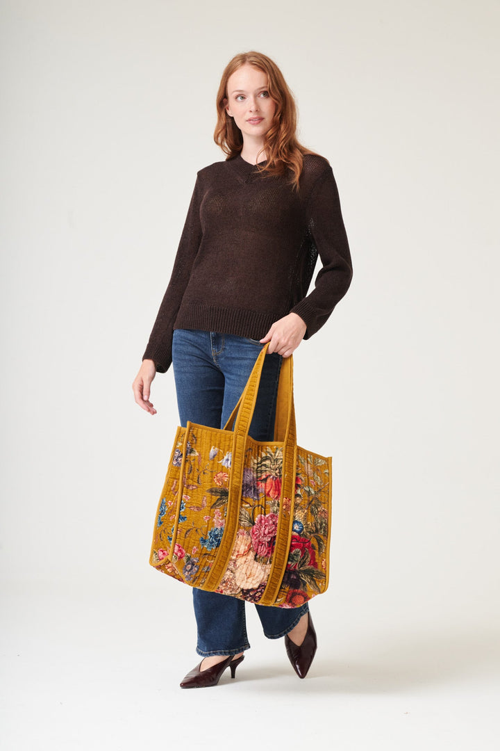 Primula Gold Large Velvet Tote Bag