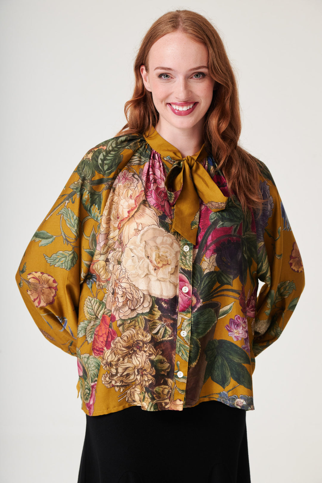 Primula Gold PussyBow Blouse